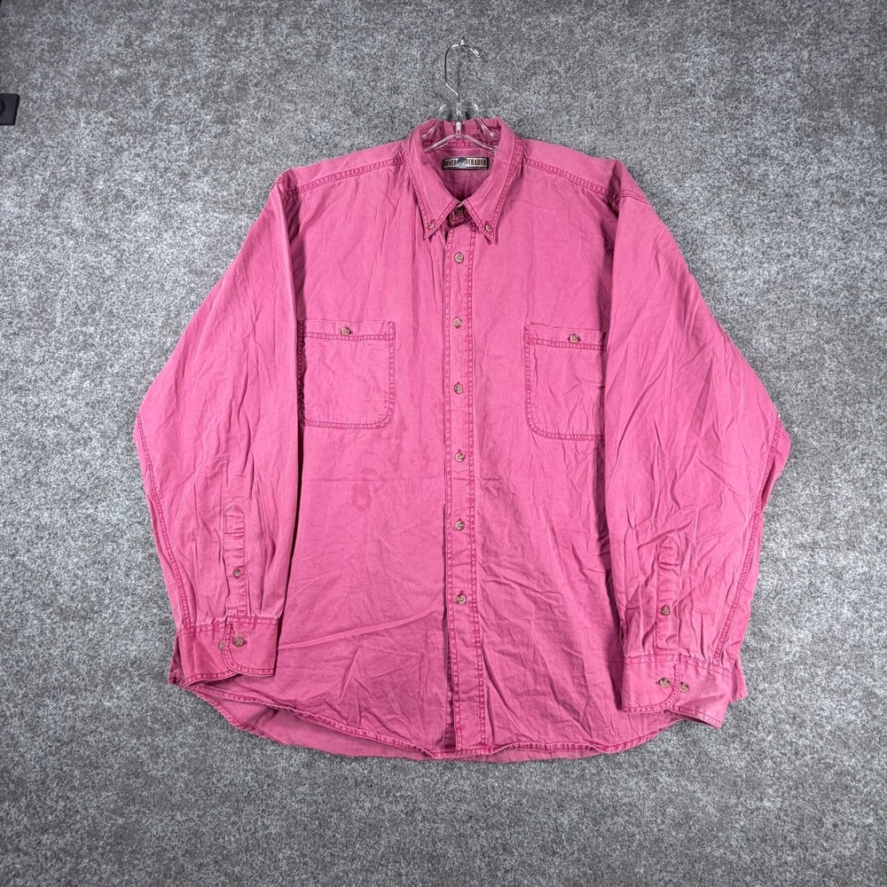 River Trader Button Down Shirts Mens 2XL Pink Everyday Comfort Classic Pockets